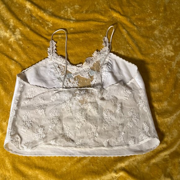 Vintage Victoria’s Secret 90s White Lace Chiffon Lingerie Cami Top Large - Picture 8 of 11